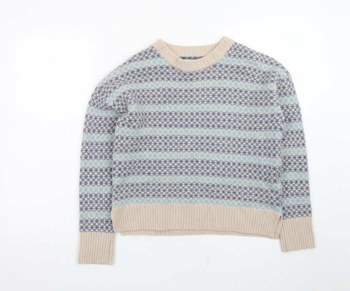 Beaufort & Blake Women's Blue Fair Isle Wool Blend Jumper XS