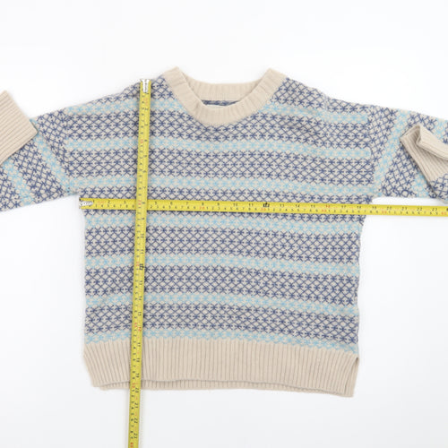 Beaufort & Blake Women's Blue Fair Isle Wool Blend Jumper XS