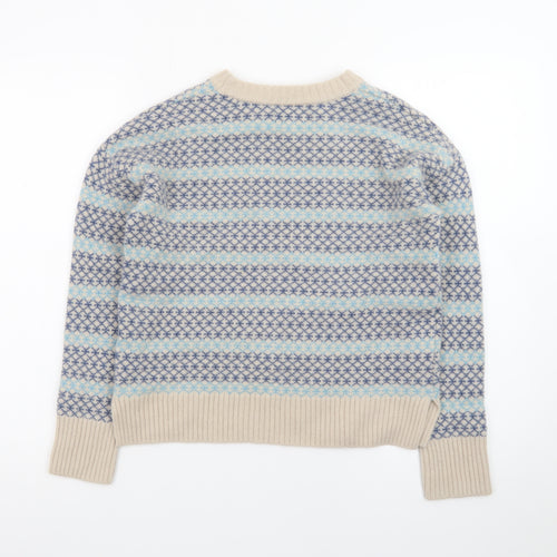 Beaufort & Blake Women's Blue Fair Isle Wool Blend Jumper XS