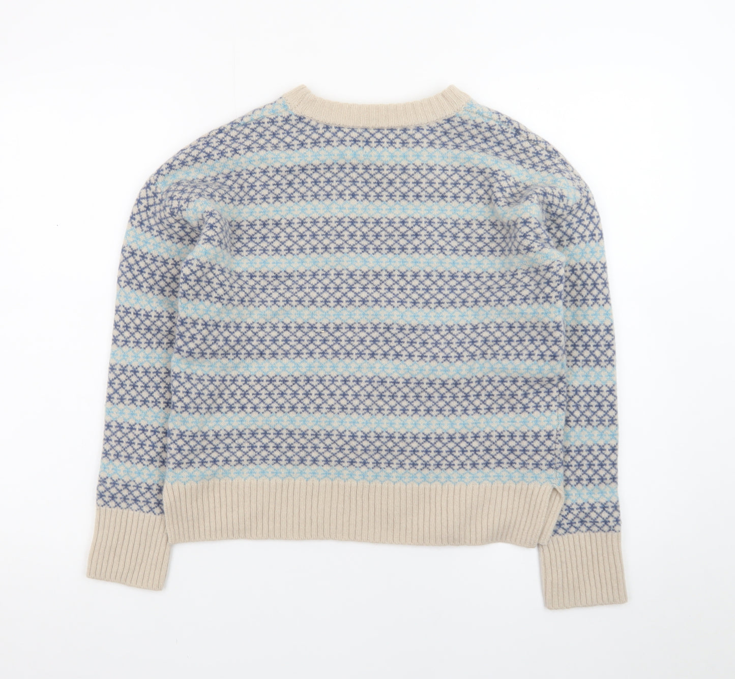 Beaufort & Blake Women's Blue Fair Isle Wool Blend Jumper XS