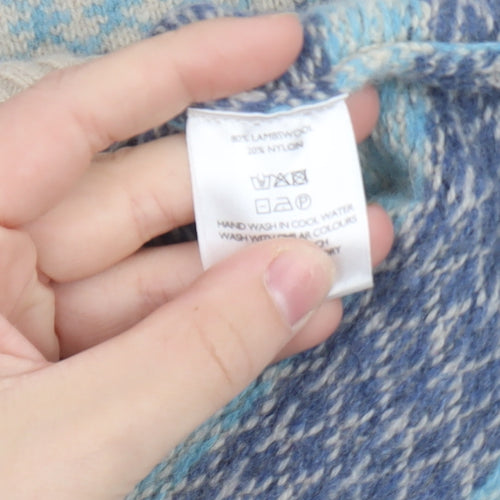 Beaufort & Blake Women's Blue Fair Isle Wool Blend Jumper XS