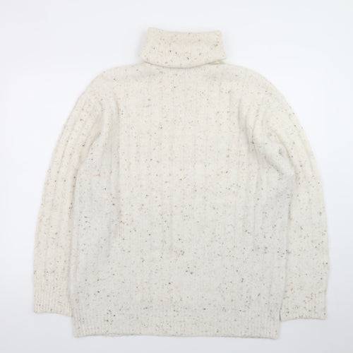MNG Women’s Ivory Wool Roll Neck Jumper Size S Long Sleeve