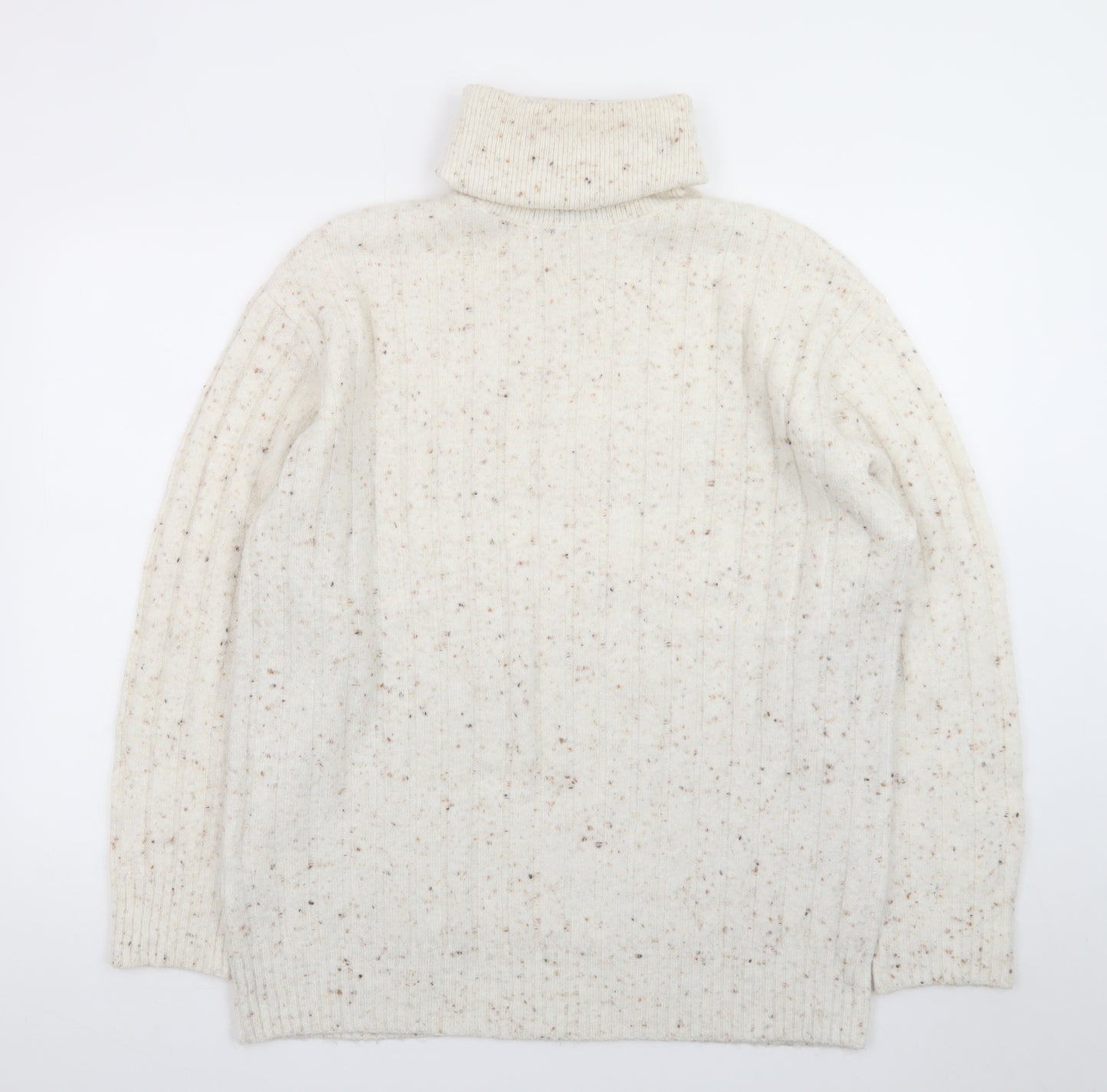 MNG Women’s Ivory Wool Roll Neck Jumper Size S Long Sleeve