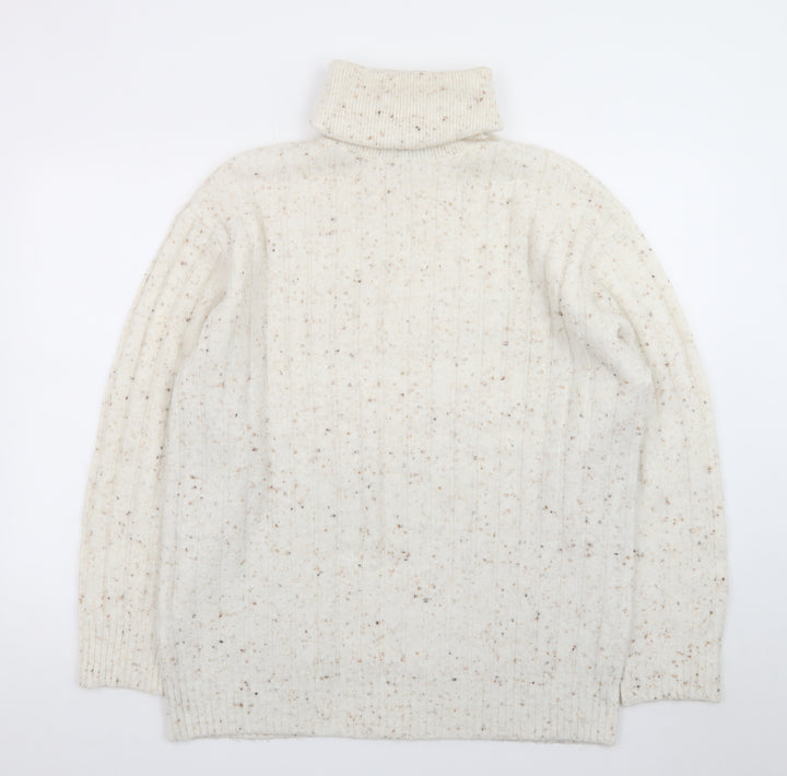 MNG Women’s Ivory Wool Roll Neck Jumper Size S Long Sleeve