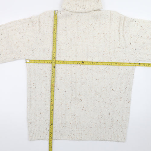MNG Women’s Ivory Wool Roll Neck Jumper Size S Long Sleeve