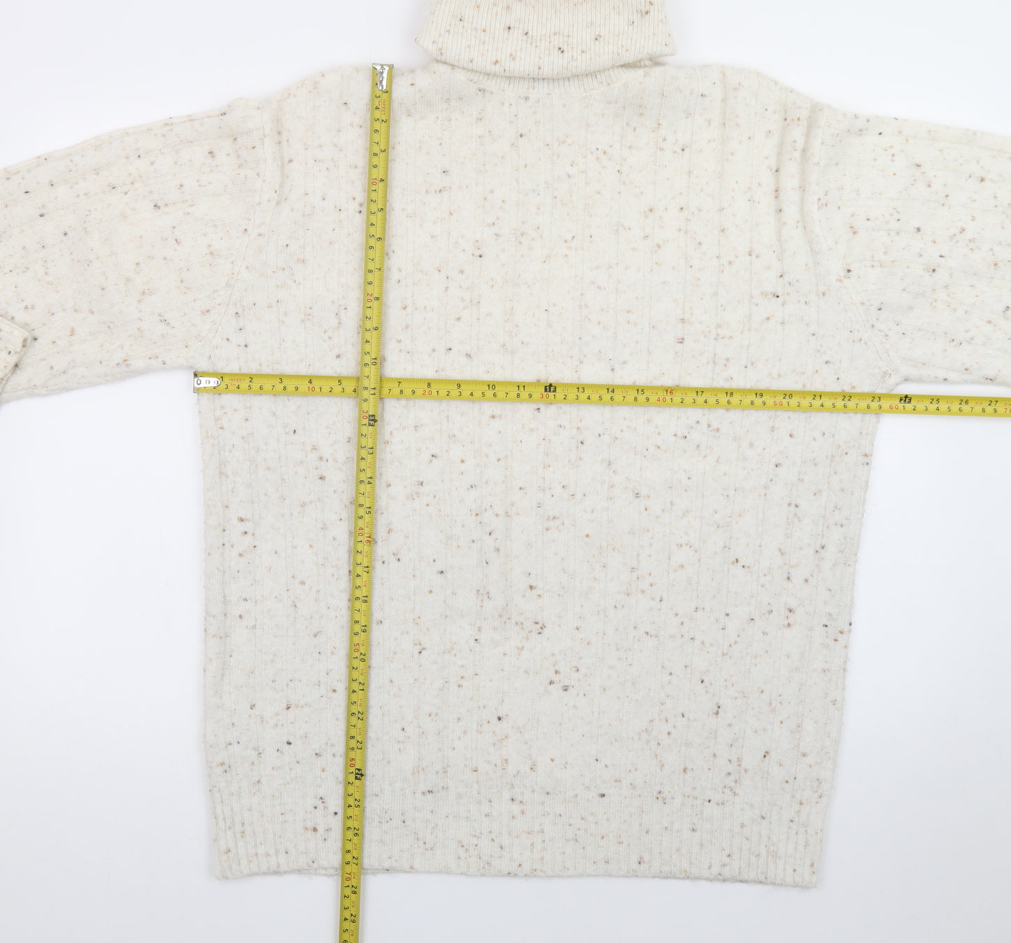 MNG Women’s Ivory Wool Roll Neck Jumper Size S Long Sleeve