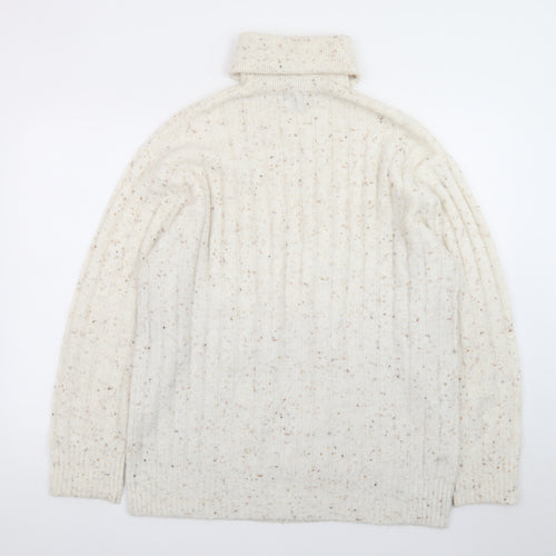 MNG Women’s Ivory Wool Roll Neck Jumper Size S Long Sleeve