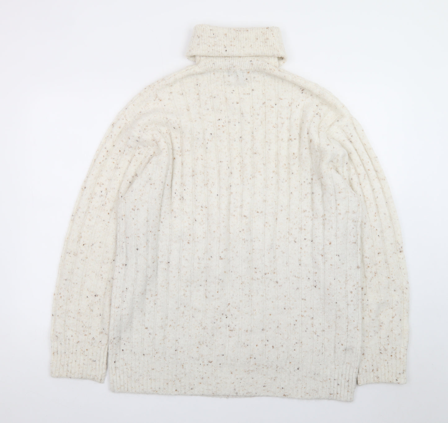 MNG Women’s Ivory Wool Roll Neck Jumper Size S Long Sleeve