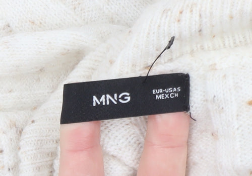 MNG Women’s Ivory Wool Roll Neck Jumper Size S Long Sleeve