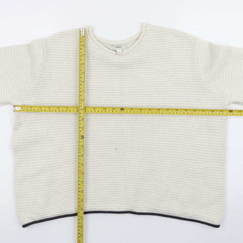 Marks and Spencer Women Ivory Waffle Knit Cotton Jumper L
