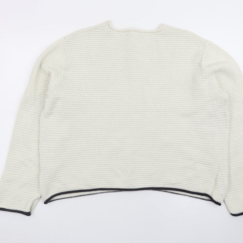 Marks and Spencer Women Ivory Waffle Knit Cotton Jumper L