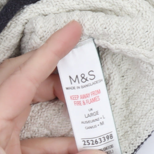 Marks and Spencer Women Ivory Waffle Knit Cotton Jumper L