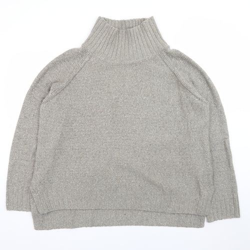 H&M Women Grey Roll Neck Wool Blend Chunky Knit Jumper Size 12
