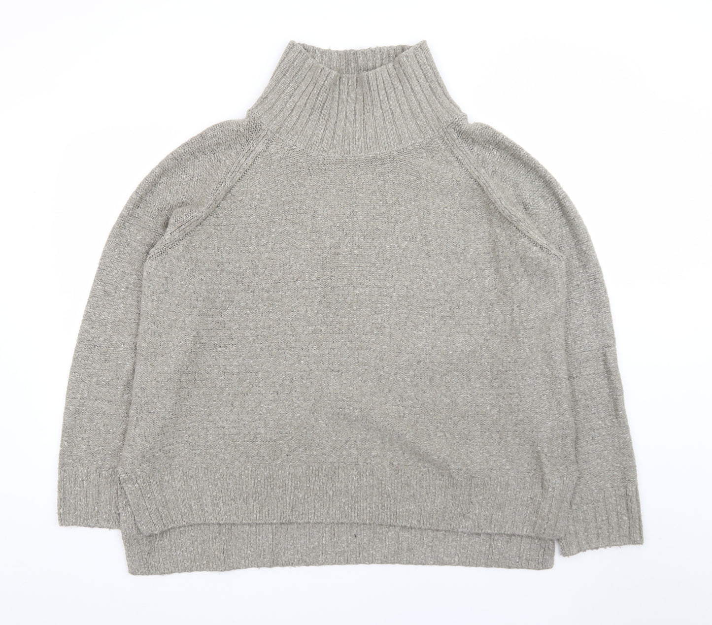 H&M Women Grey Roll Neck Wool Blend Chunky Knit Jumper Size 12