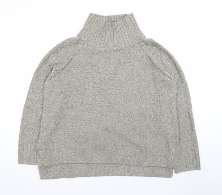 H&M Women Grey Roll Neck Wool Blend Chunky Knit Jumper Size 12