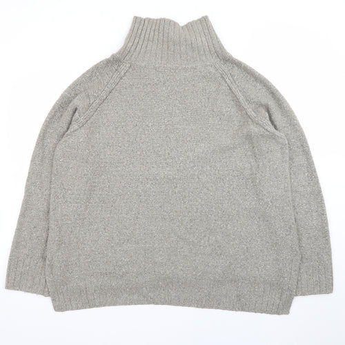 H&M Women Grey Roll Neck Wool Blend Chunky Knit Jumper Size 12