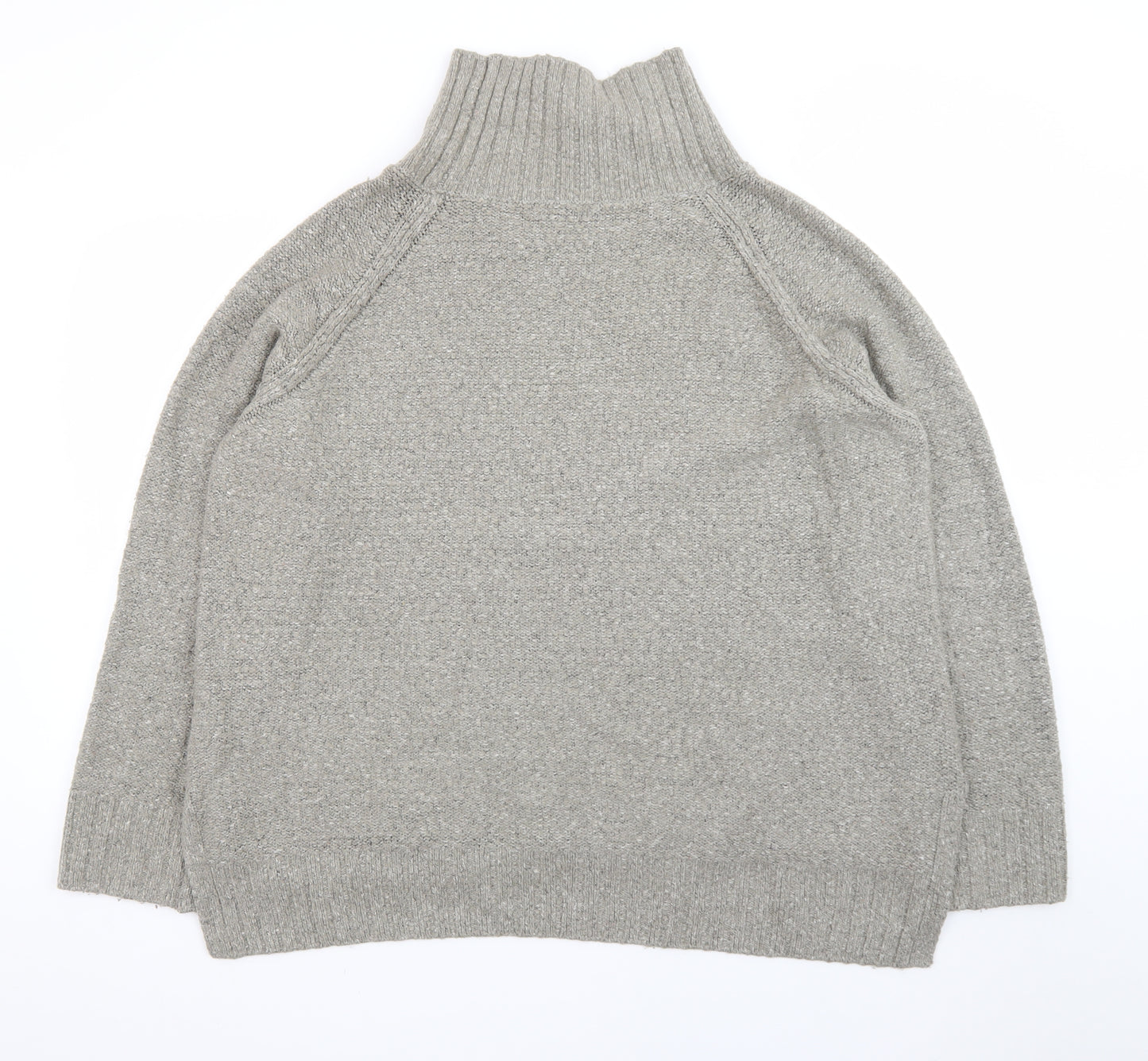 H&M Women Grey Roll Neck Wool Blend Chunky Knit Jumper Size 12