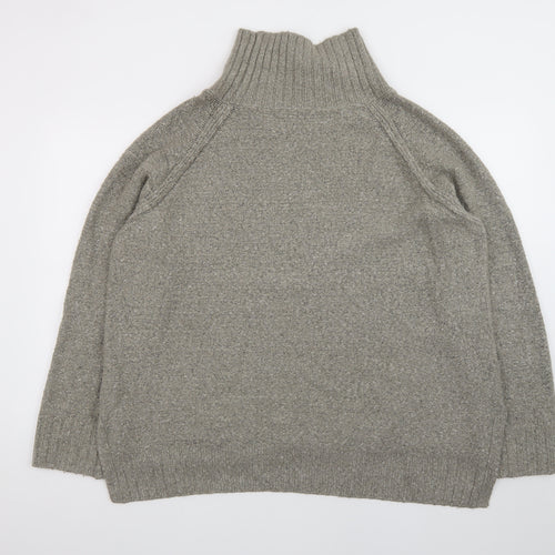 H&M Women Grey Roll Neck Wool Blend Chunky Knit Jumper Size 12