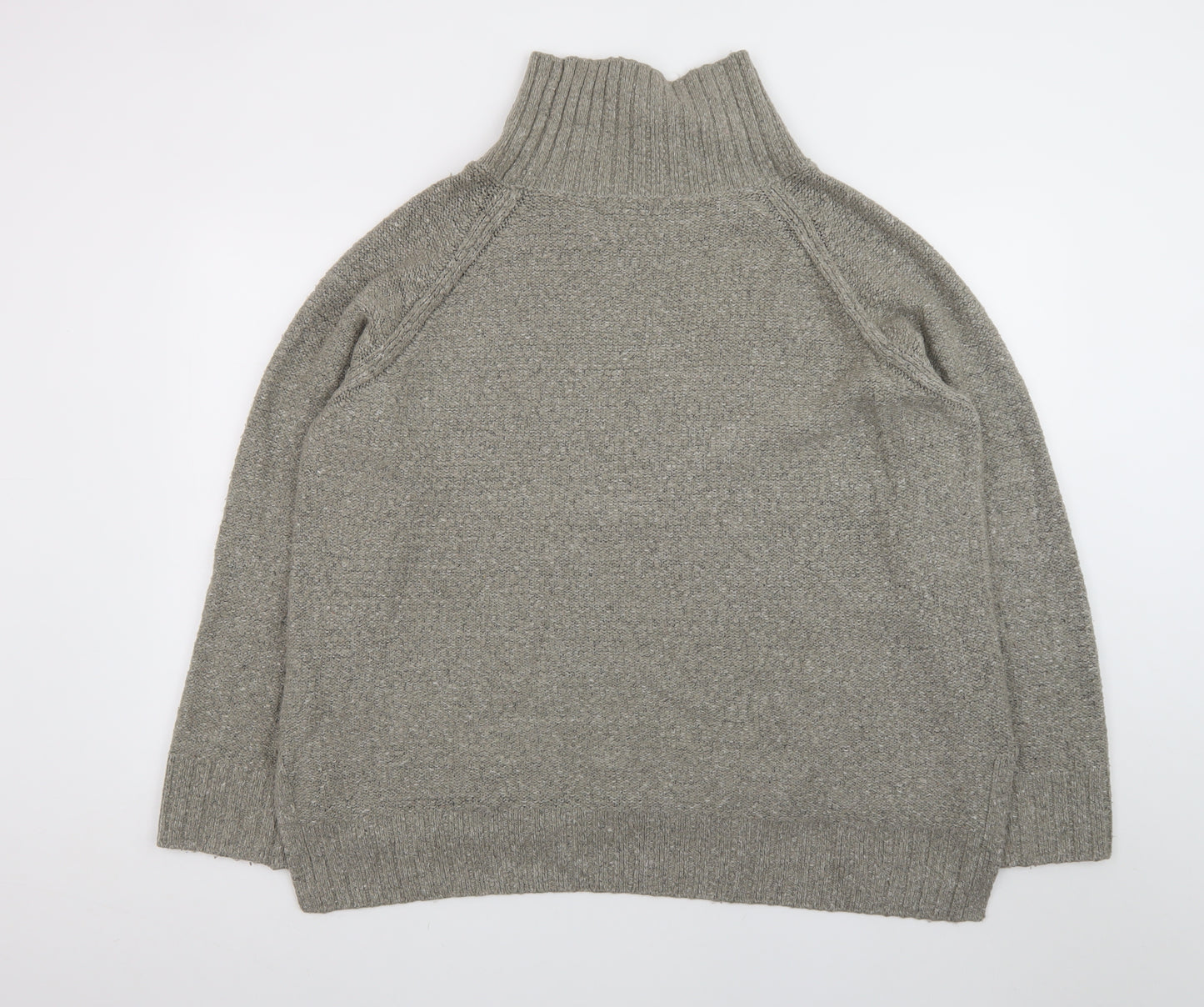 H&M Women Grey Roll Neck Wool Blend Chunky Knit Jumper Size 12