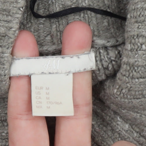 H&M Women Grey Roll Neck Wool Blend Chunky Knit Jumper Size 12