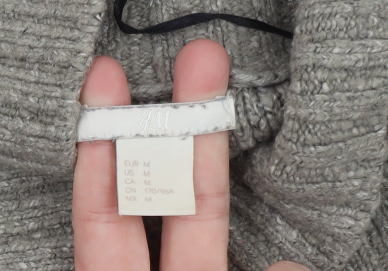 H&M Women Grey Roll Neck Wool Blend Chunky Knit Jumper Size 12