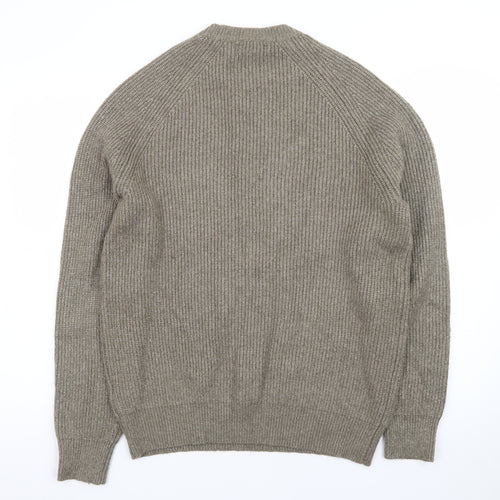 Next Men's Brown Rib-Knit Crew Neck Pullover Jumper Size M