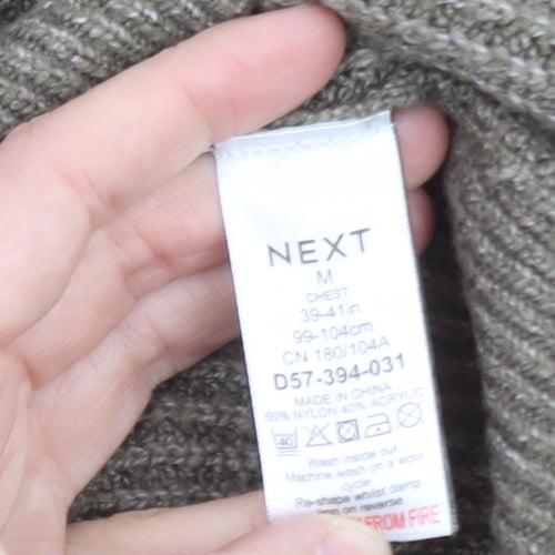 Next Men's Brown Rib-Knit Crew Neck Pullover Jumper Size M
