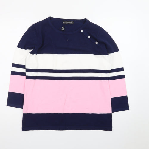 Just Elegance Women’s Multicoloured Striped 3/4 Sleeve Pullover Jumper L