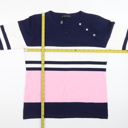 Just Elegance Women’s Multicoloured Striped 3/4 Sleeve Pullover Jumper L