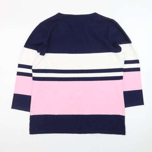 Just Elegance Women’s Multicoloured Striped 3/4 Sleeve Pullover Jumper L