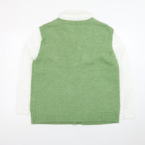 Max Women’s Green Cable-Knit Sleeveless V-Neck Jumper Vest L 14/16