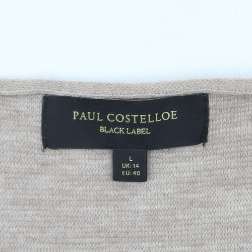 Paul Costelloe Women Beige Grey Navy Colour Block Long Cardigan UK 14