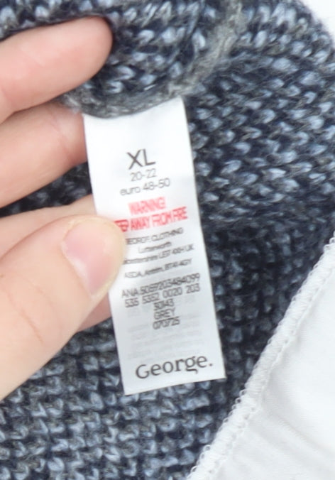 George Women's Grey Argyle Crew Neck Wool Blend Jumper XL