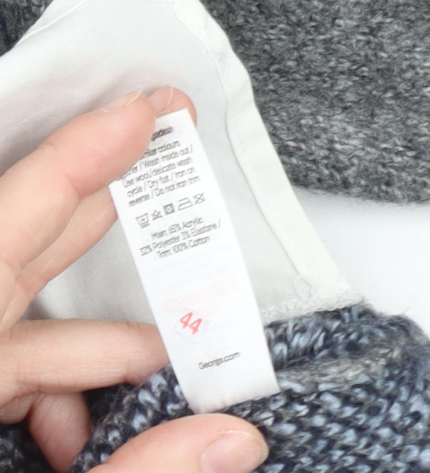George Women's Grey Argyle Crew Neck Wool Blend Jumper XL
