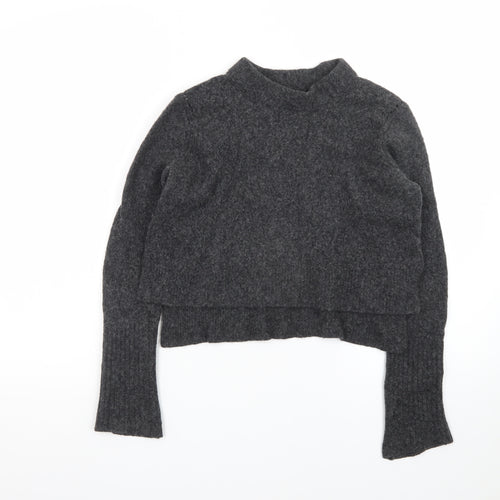 AllSaints Womens Grey Wool Blend High Neck Pullover Jumper XS