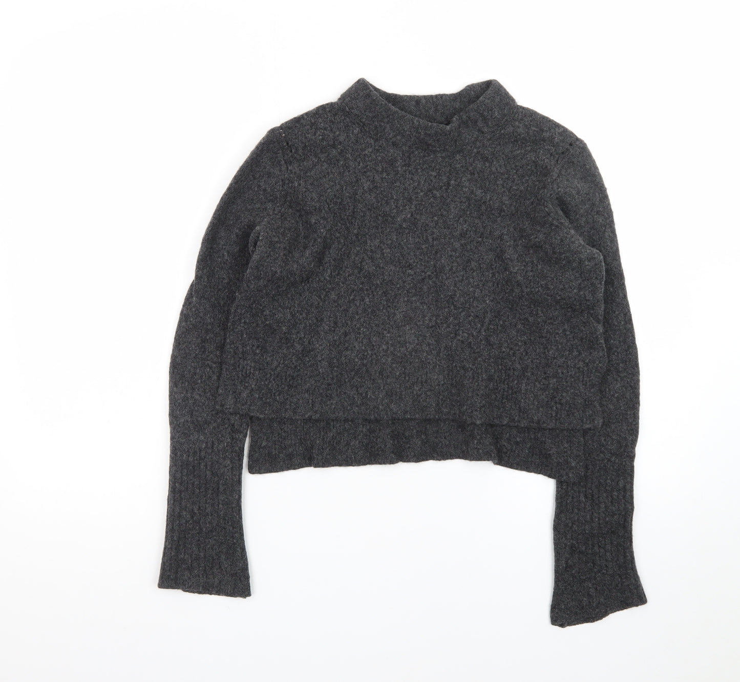 AllSaints Womens Grey Wool Blend High Neck Pullover Jumper XS