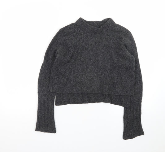 AllSaints Womens Grey Wool Blend High Neck Pullover Jumper XS