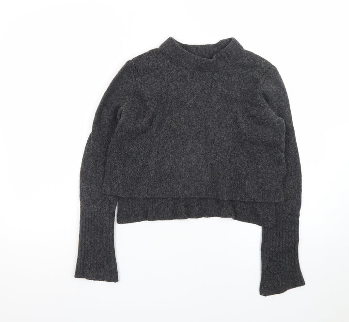 AllSaints Womens Grey Wool Blend High Neck Pullover Jumper XS