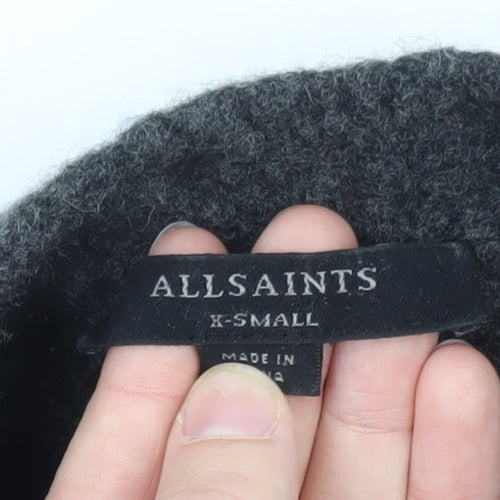 AllSaints Womens Grey Wool Blend High Neck Pullover Jumper XS