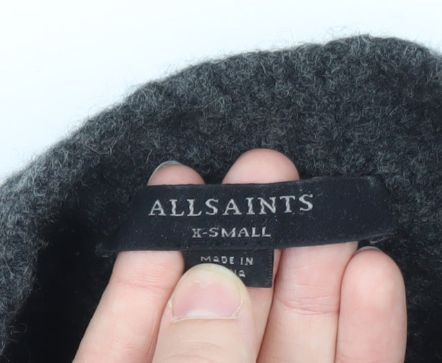 AllSaints Womens Grey Wool Blend High Neck Pullover Jumper XS