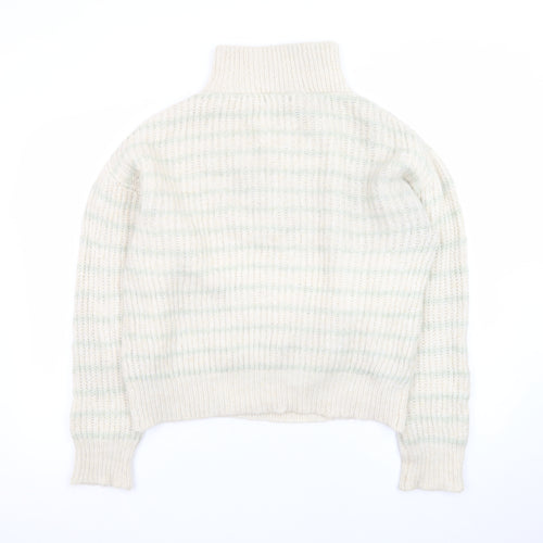 MNG Women’s Ivory Wool Blend Chunky Knit V-Neck Jumper Size S
