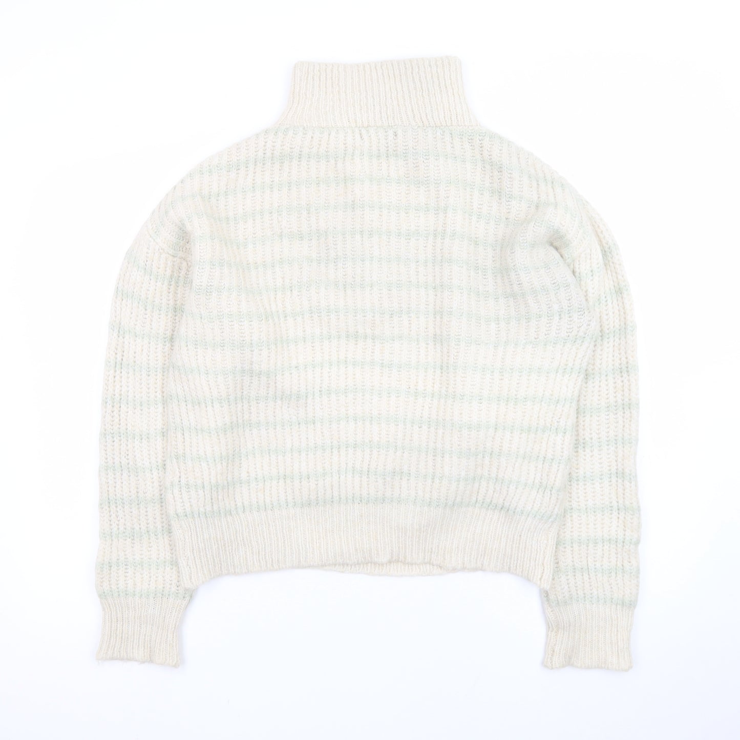 MNG Women’s Ivory Wool Blend Chunky Knit V-Neck Jumper Size S