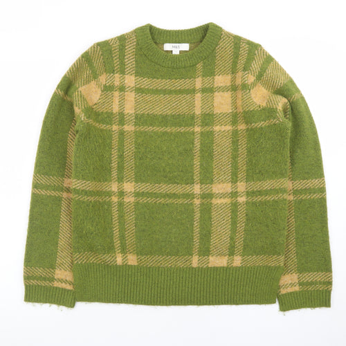Marks and Spencer Women’s Green Checked Wool Blend Jumper Size S