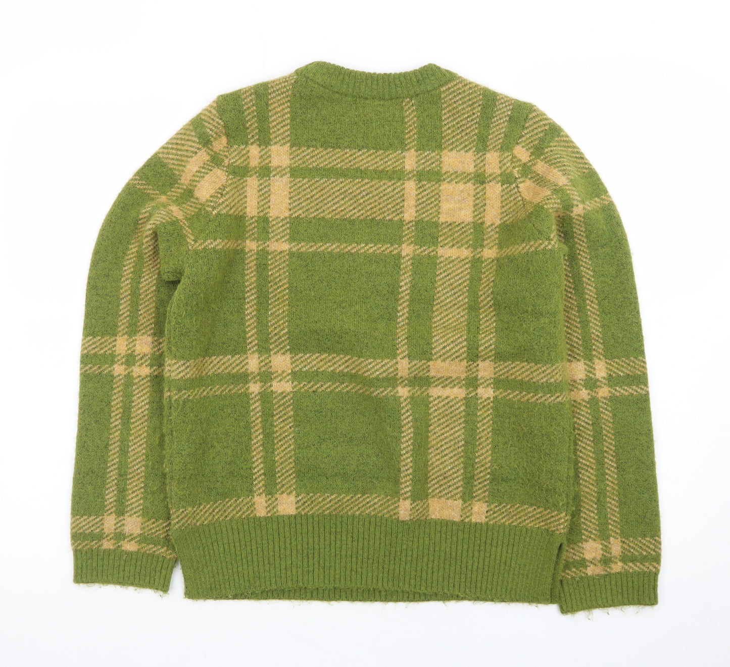 Marks and Spencer Women’s Green Checked Wool Blend Jumper Size S