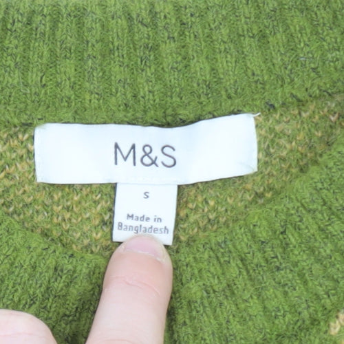 Marks and Spencer Women’s Green Checked Wool Blend Jumper Size S