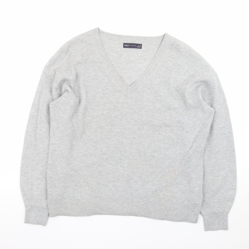 Marks and Spencer Women’s Grey V-Neck Knit Jumper M