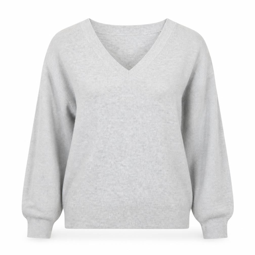 Front view of Marks & Spencer Women’s Grey V-Neck Knit Jumper M