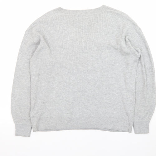 Marks and Spencer Women’s Grey V-Neck Knit Jumper M