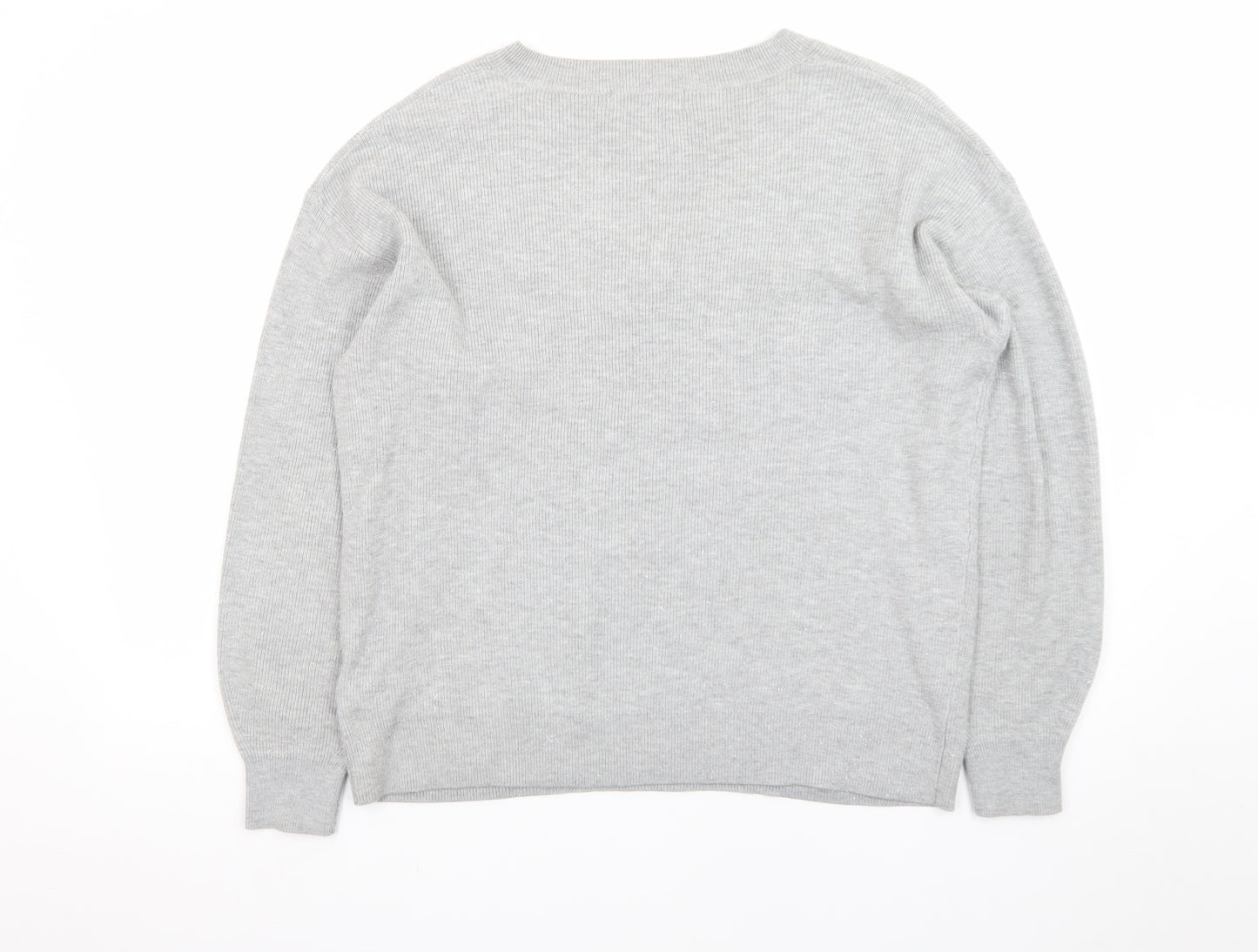 Marks and Spencer Women’s Grey V-Neck Knit Jumper M