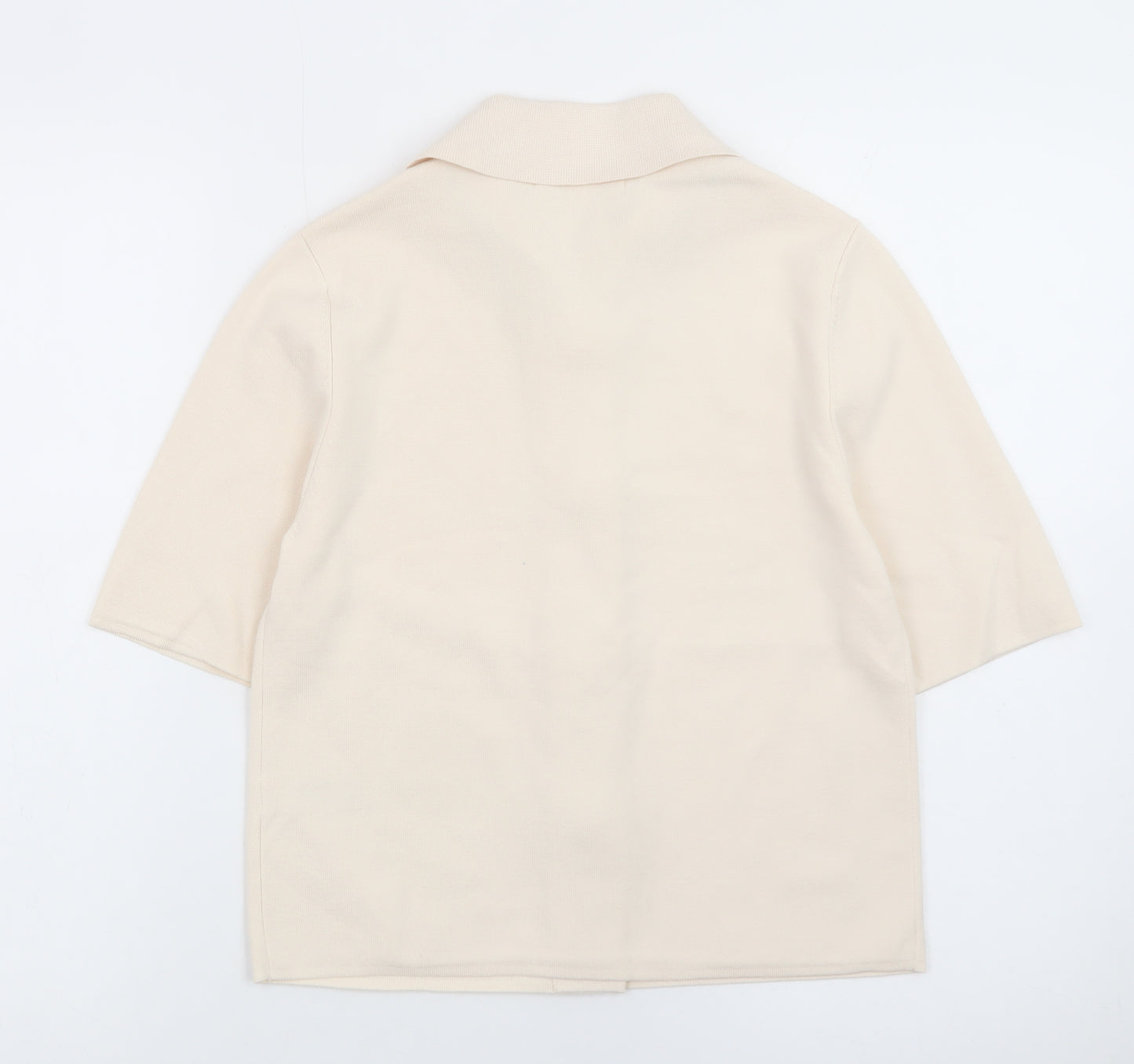 Marks and Spencer Women's Beige Collared Short Sleeve Cardigan S